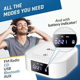 KLIM Boombox E1 CD-radio met Subwoofer & Bluetooth - Wit (29% Korting)