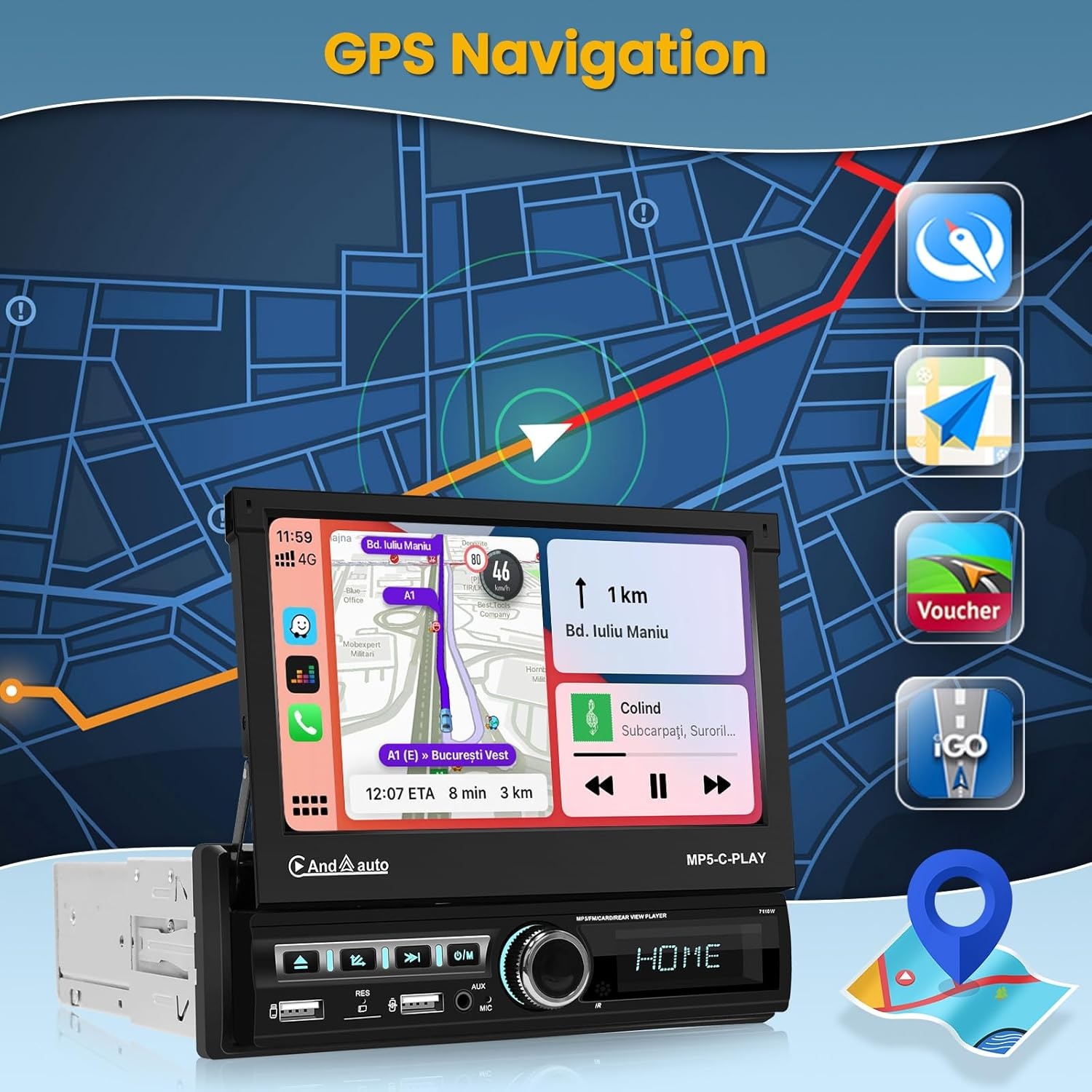 Hikity Autoradio 7" Flip-out met CarPlay/Android Auto - 34% Korting!