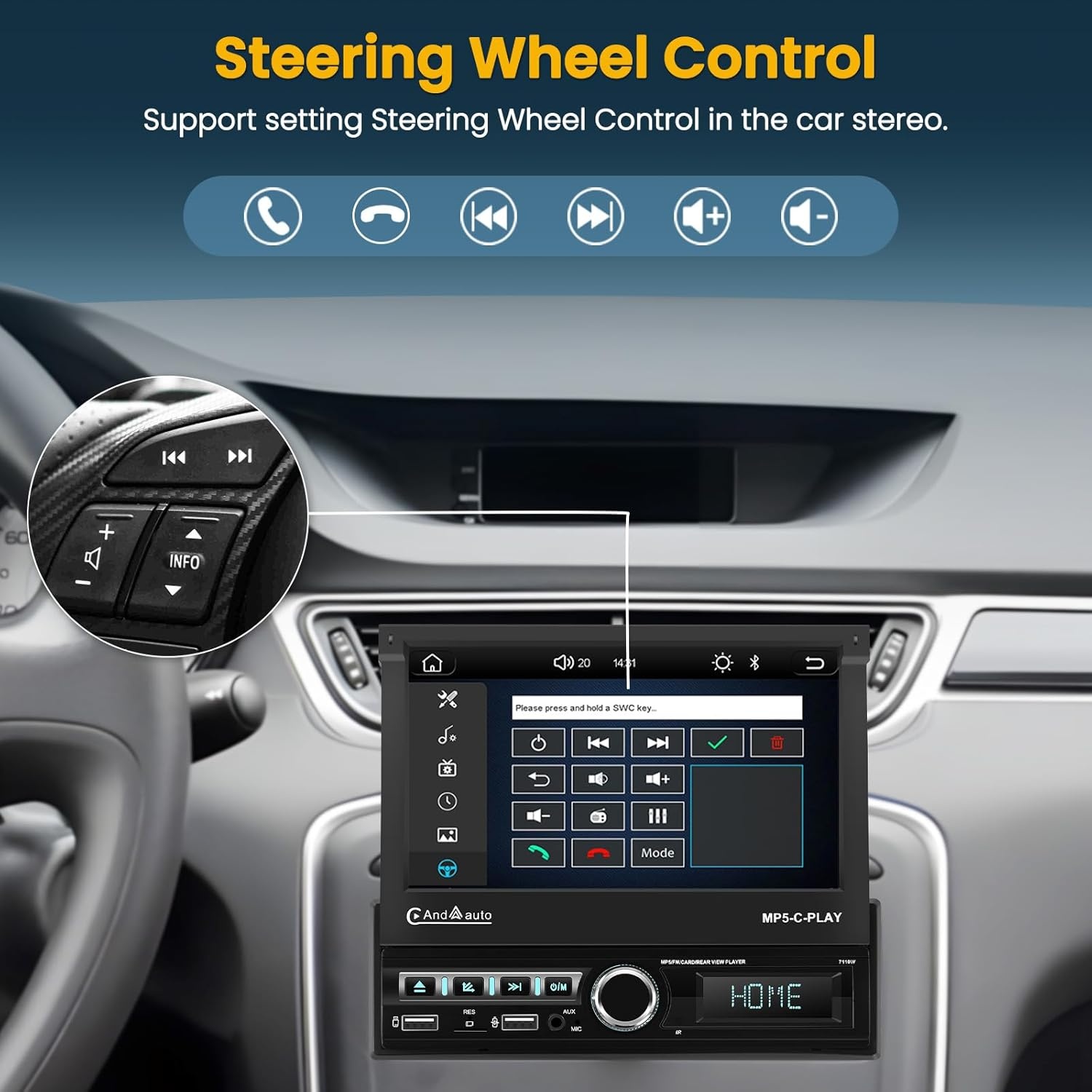 Hikity Autoradio 7" Flip-out met CarPlay/Android Auto - 34% Korting!