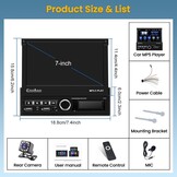 Hikity Autoradio 7" Flip-out met CarPlay/Android Auto - 34% Korting!