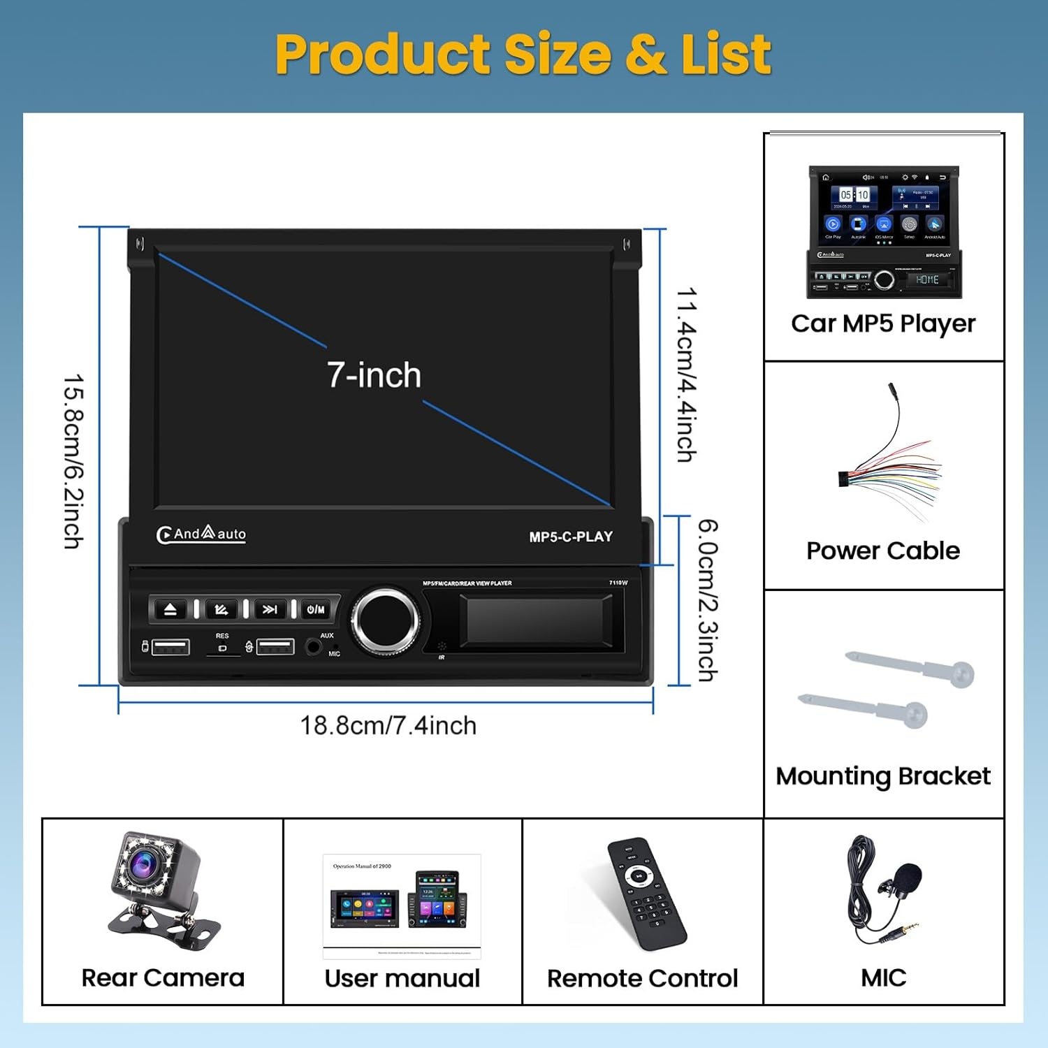 Hikity Autoradio 7" Flip-out met CarPlay/Android Auto - 34% Korting!