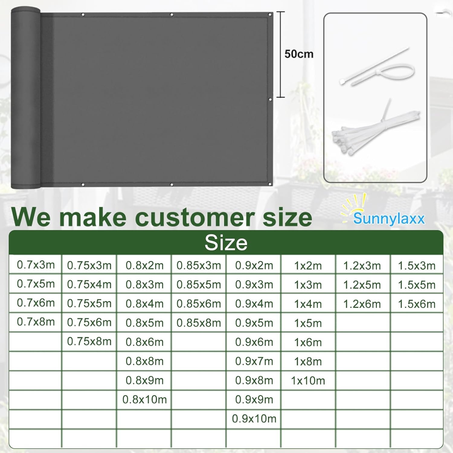 Sunnylaxx Balkonscherm Antraciet 90x400cm - 33% Korting!