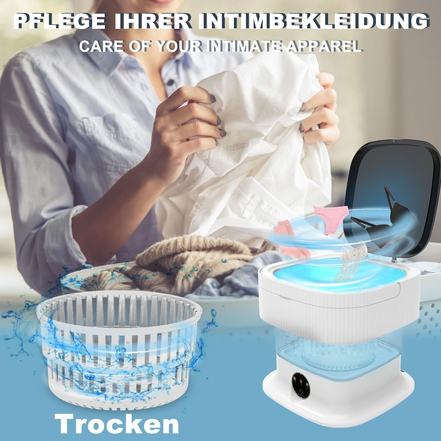 Mini Wasmachine 13L Opvouwbaar - Blauw - 53% Korting!