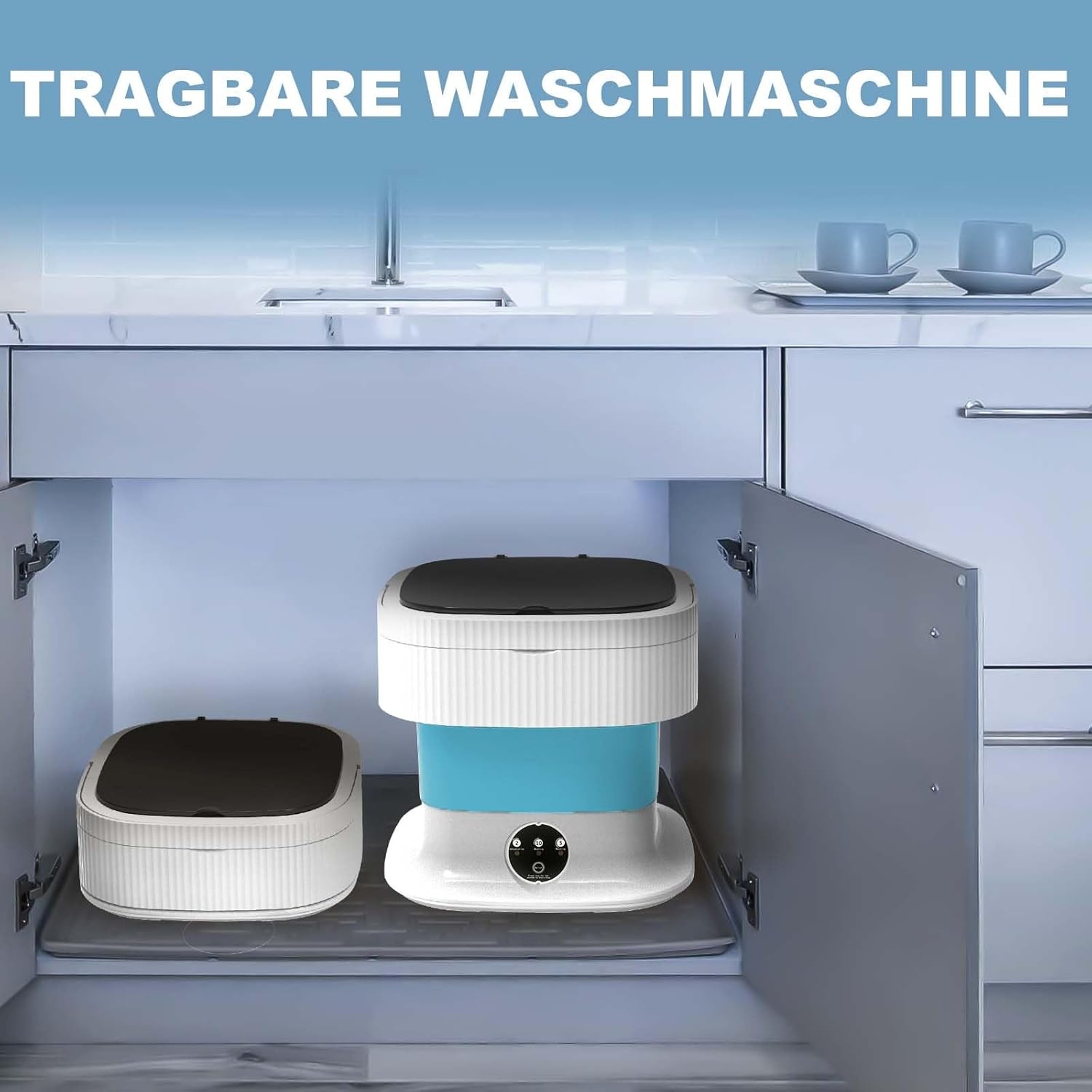 Mini Wasmachine 13L Opvouwbaar - Blauw - 53% Korting!