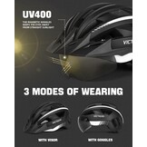 VICTGOAL MTB Fietshelm met Vizier & LED - Zwart/Wit - Nu 29% Korting!
