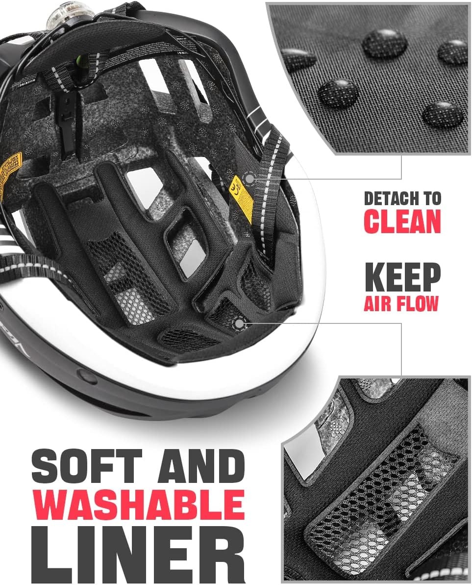 VICTGOAL MTB Fietshelm met Vizier & LED - Zwart/Wit - Nu 29% Korting!