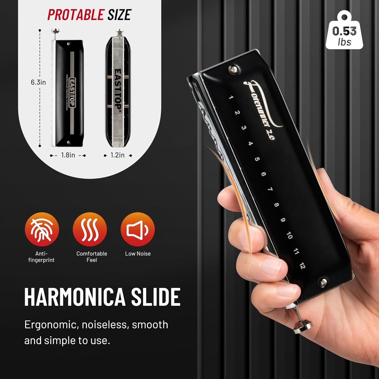 Chromatische Mondharmonica EAST TOP 12 Gaten - 34% Korting