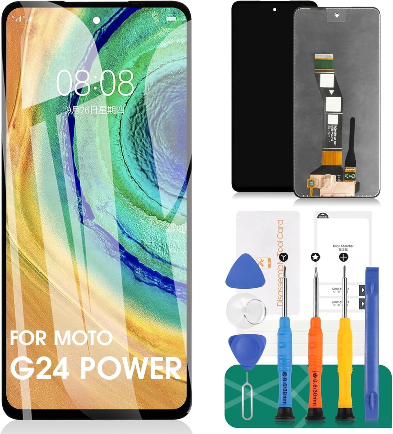 Voor Moto G04 Screen Vervanging Voor Motorola Moto G24 Lcd scherm Vervanging Voor Moto G04/G24/G24 Power LCD Touchscreen Digitizer Vergadering Reparatie Kits Zwart XT2421-2 XT2423-1 Zonder Frame