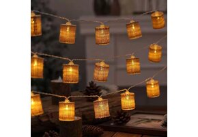 Fielegen 2 Meter 10 LED Retro String Lights Batterij Werkt Indoor Slaapkamer Vintage Thema Decoratieve Fairy Lights voor Thuis Tuin Bruiloft Verjaardagsfeest Decor Festival Sfeer Lichten (Warm Wit)