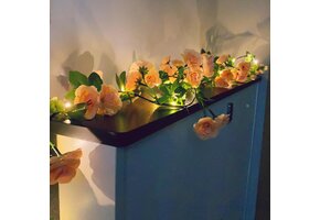 Roze LED Rozentak Verlichting met Timer, 1.8M Kunstbloemen Slingers met Lichten voor Feest, Tuin en Decoratie