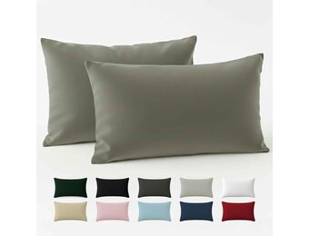 Kussenkussen 40x60 Versterkte katoen (set van 2) - Lichtgrijs - strak weven van 57 schroefdraden/cm² - kussenkussencase 40 x 60 cm - gecertificeerde oeko