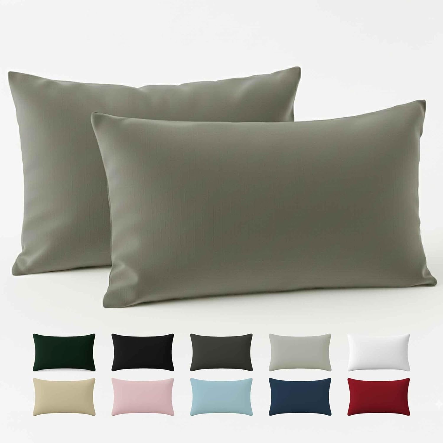 Kussenkussen 40x60 Versterkte katoen (set van 2) - Lichtgrijs - strak weven van 57 schroefdraden/cm² - kussenkussencase 40 x 60 cm - gecertificeerde oeko