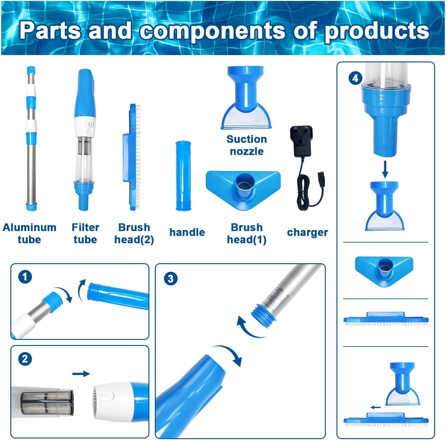 Draadloze Zwembadreiniger met 56% Korting - Blauw