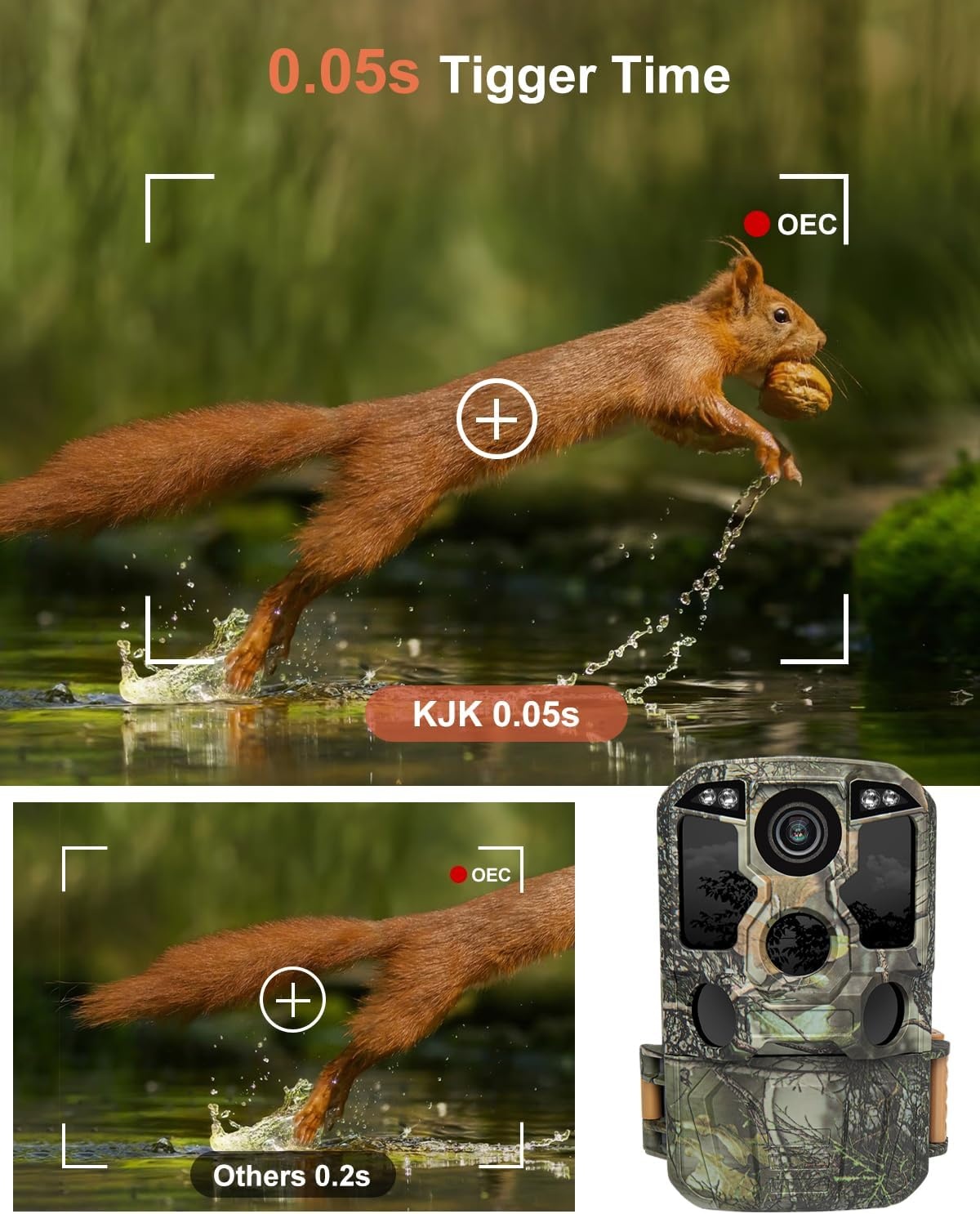 KJK Wildcamera met mobiele telefoontransmissie-app, 4K 64MP HD WLAN Bluetooth wildcamera met bewegingsmelder nachtzicht, 64 GB geheugenkaart, 0,1 s trigger