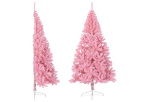 vidaXL Kunstkerstboom met standaard half 180 cm PVC roze