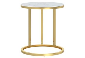 vidaXL Bijzettafel 45 cm gehard glas goudkleurig en witmarmer