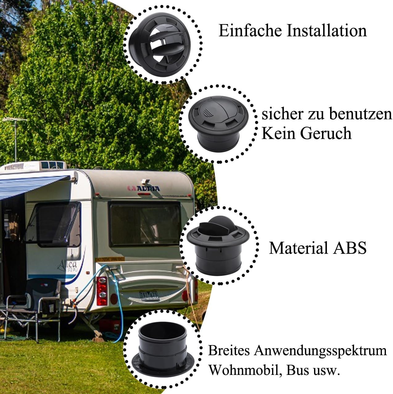 2x Universele Ventilatie-uitlaat 75mm - Auto, Camper - 28% Korting