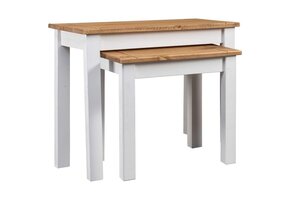 vidaXL 2-delige Tafeltjesset Panama Range massief grenenhout wit