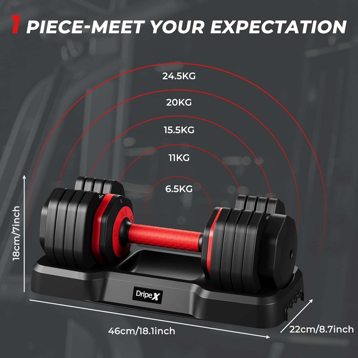 Dripex Verstelbare korte halters, halterset met anti-slip handgreep, verstelbare halterschijven en opbergbakje, afzonderlijk of een paar verkrijgbaar
