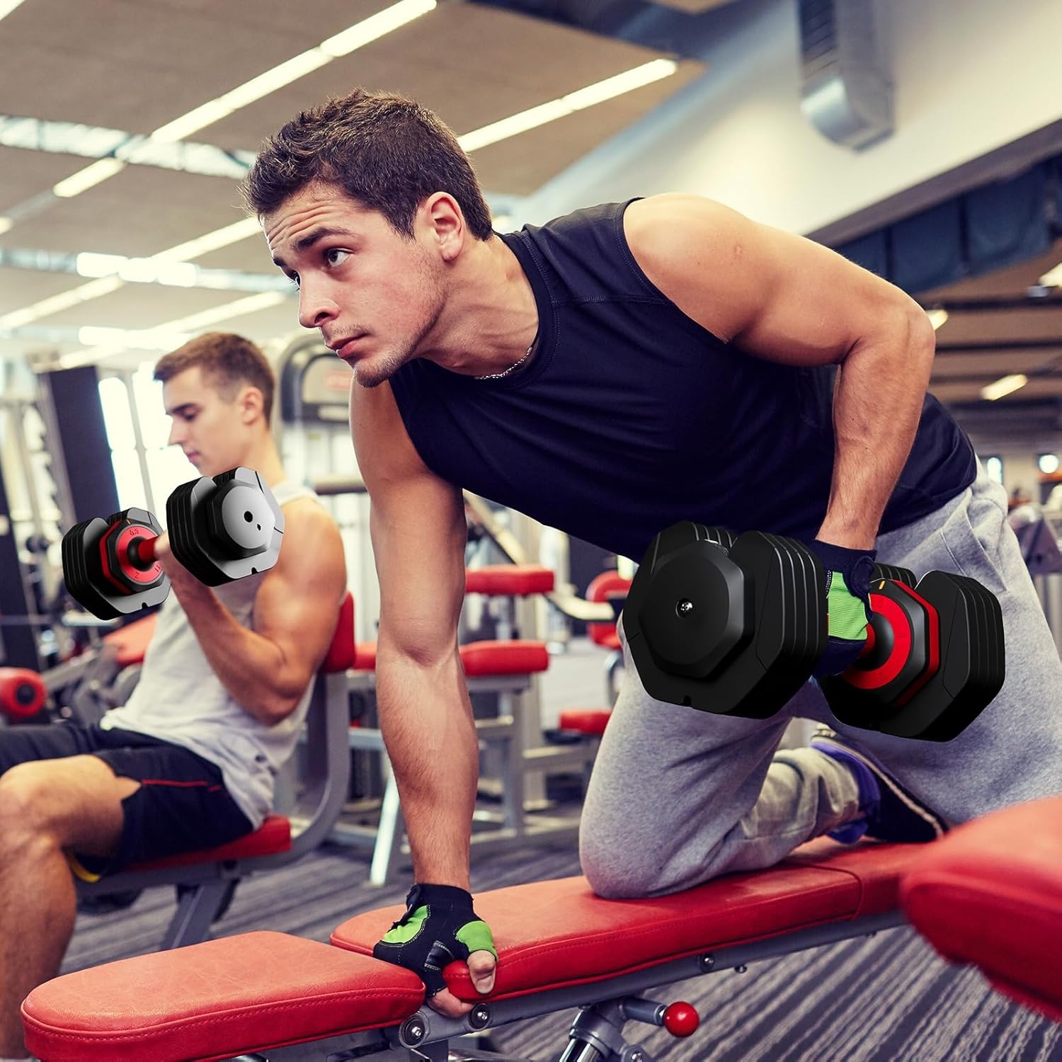 Dripex Verstelbare korte halters, halterset met anti-slip handgreep, verstelbare halterschijven en opbergbakje, afzonderlijk of een paar verkrijgbaar