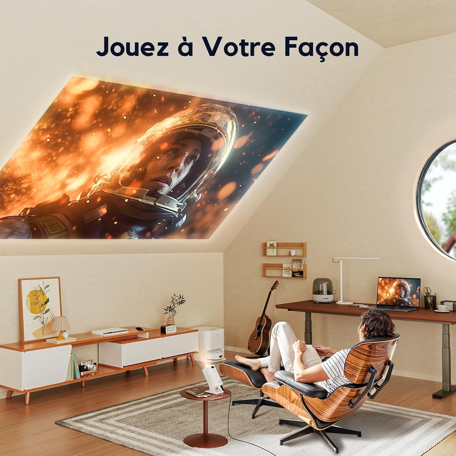 【Auto Keystone/270° Rotatie】 Mini-projector Bluetooth 1080p Full HD, 15.000 lumen AKIYO O3 draagbare videoprojector, hoek 270° projector 4K thuisbioscoop voor PS5/TV Stick HDMI USB