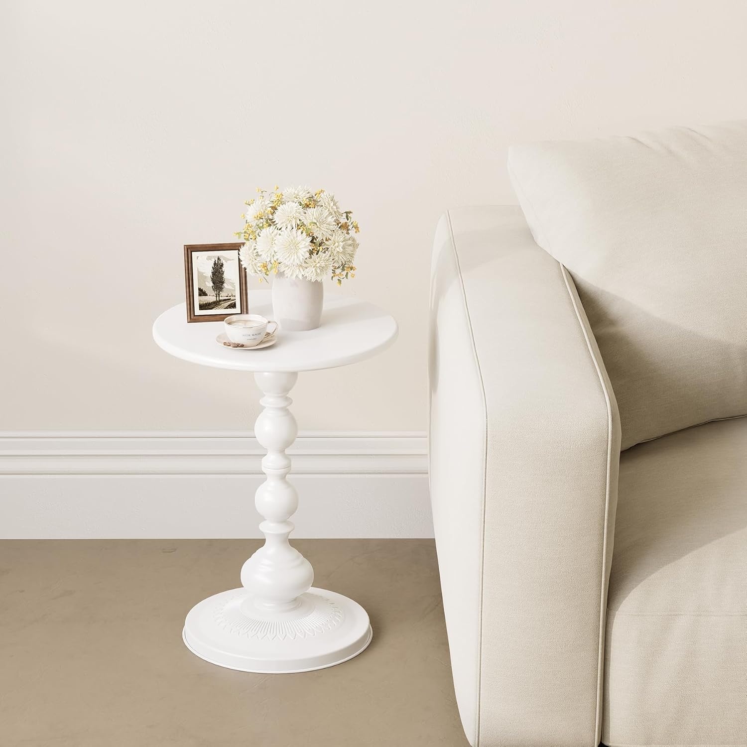 Metalen Ronde Bijzettafel Wit - 52% Korting!