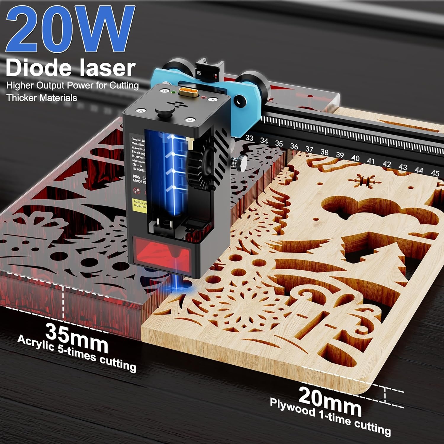 TTS-20 Max Lasergraveerder: 20W, 600x600mm | 30% Korting