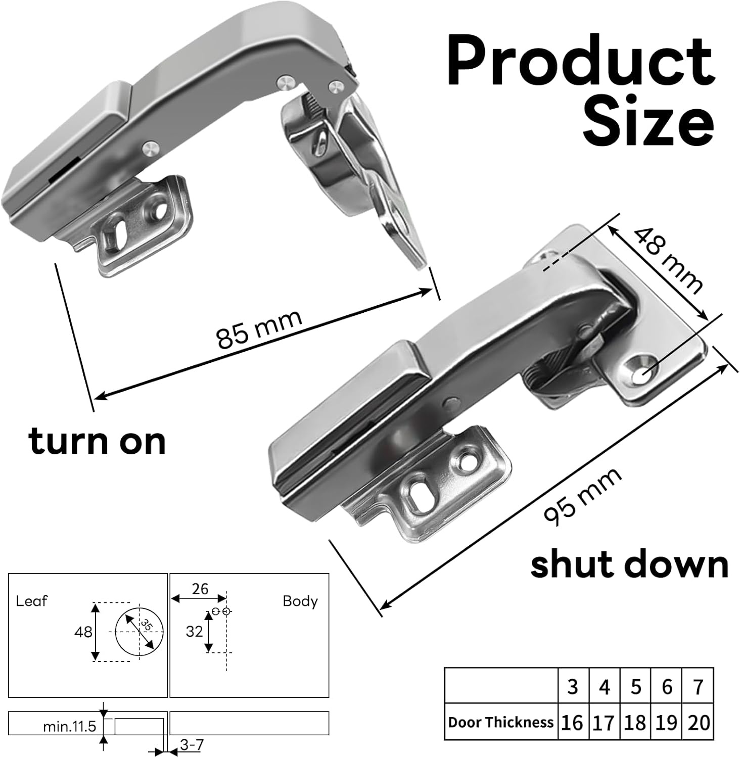 AOLISHENG 90 graden kastscharnieren Zachte sluiting Keukenkast blinde hoekdeurscharnieren 35mm, verborgen kledingkast met schroeven, 1 paar