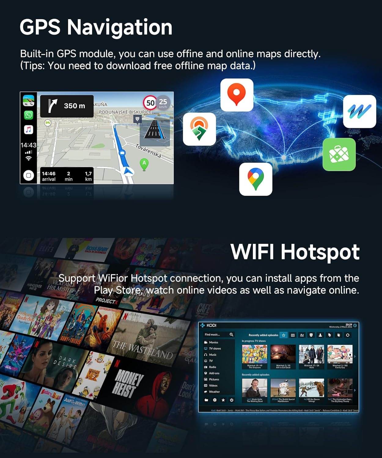 2G+64G Draadloze CarPlay Android 13 Autoradio 2 Din voor Opel Meriva B 2009-2014 met Android Auto Navigatie GPS WIFI 9 inch Autoradio met Mirror Link Bluetooth FM/RDS Radio DAB/OBD/DVR/EQ/SWC Achterui