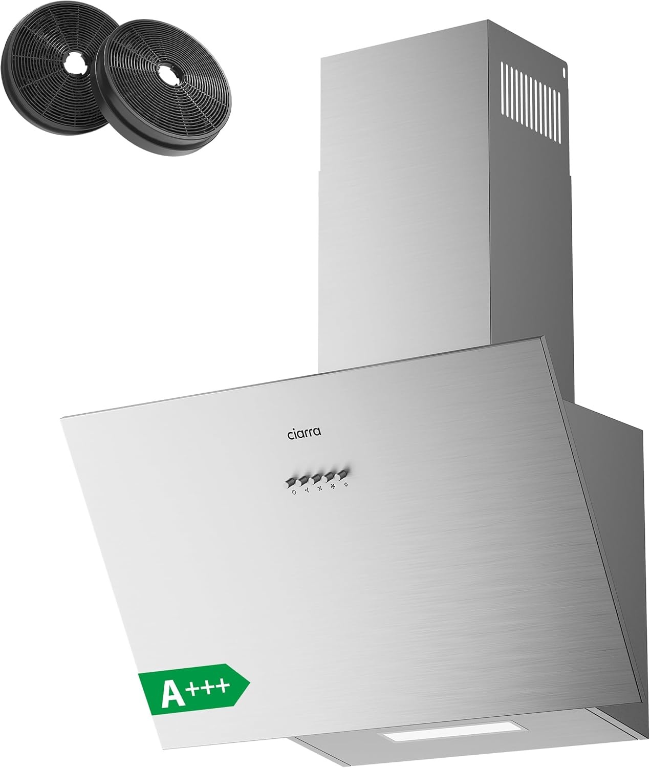 CIARRA CBCS6762A Gedeeltelijk Ingebouwde Afzuigkap 60cm met CBCF003 Koolstoffilters 650m³/h Dakloze Afzuigkap met LED-verlichting Afvoer en Recirculatie Keukenventilator