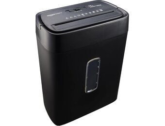 Amazon Basics Papiervernietiger met dwarsdoorsnede voor 12 vellen, voor papier, cd's en creditcards, shredder (nieuw model, zwart)