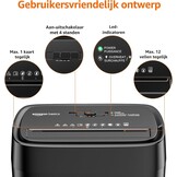 Amazon Basics Papiervernietiger met dwarsdoorsnede voor 12 vellen, voor papier, cd's en creditcards, shredder (nieuw model, zwart)