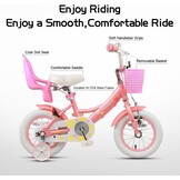 Glerc Maggie Meisjesfiets, 12-20“, kinderfiets voor 2-13 jaar oude kinderen, prinsessenstijl, kinderfiets met poppenzitje & mand en trainingswielen, meerdere kleuren