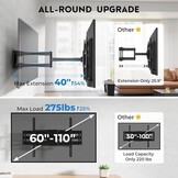 BONTEC TV Beugel voor 60-110" Flach & Curved LCD/LED TV, Uitschuifbaar tot 1016 mm, Zwaar Uitgevoerd Draaibaar TV Muurbeugel, Max. 125 kg, VESA 800x600 mm, voor Thuisbioscoop en Kantoor