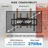 BONTEC TV Beugel voor 60-110" Flach & Curved LCD/LED TV, Uitschuifbaar tot 1016 mm, Zwaar Uitgevoerd Draaibaar TV Muurbeugel, Max. 125 kg, VESA 800x600 mm, voor Thuisbioscoop en Kantoor