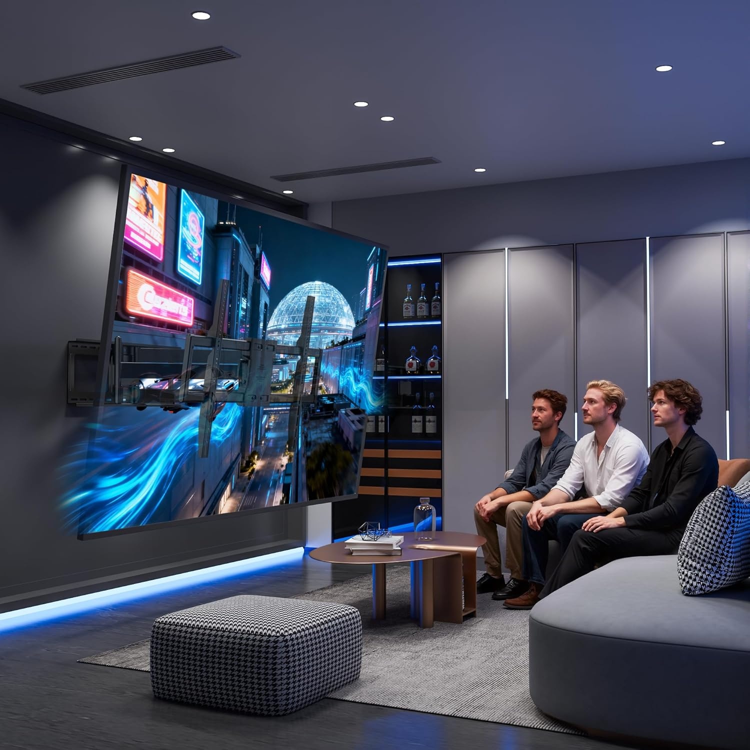 BONTEC TV Beugel voor 60-110" Flach & Curved LCD/LED TV, Uitschuifbaar tot 1016 mm, Zwaar Uitgevoerd Draaibaar TV Muurbeugel, Max. 125 kg, VESA 800x600 mm, voor Thuisbioscoop en Kantoor