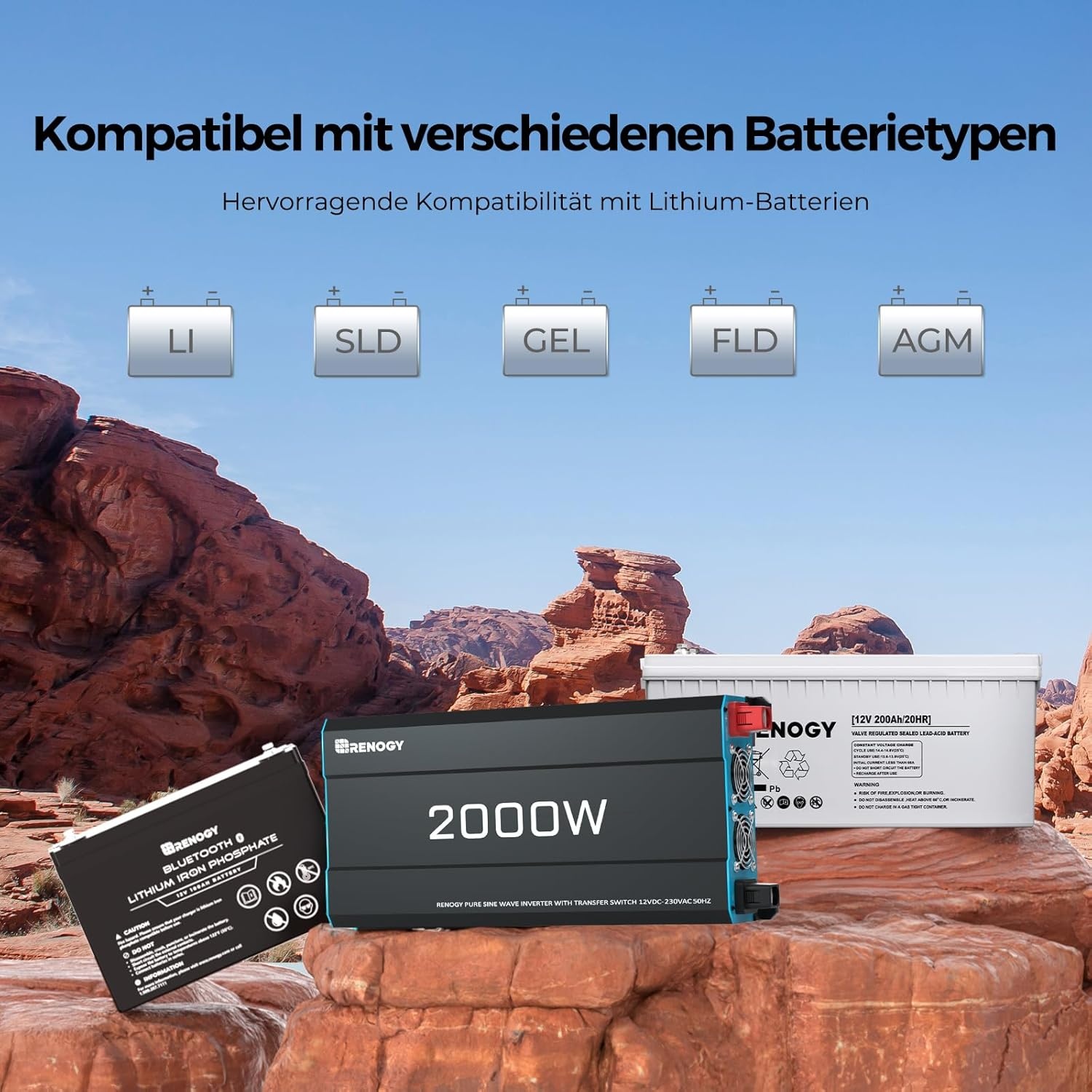 Renogy Zuivere Sinus Omvormer 2000W - 35% Korting