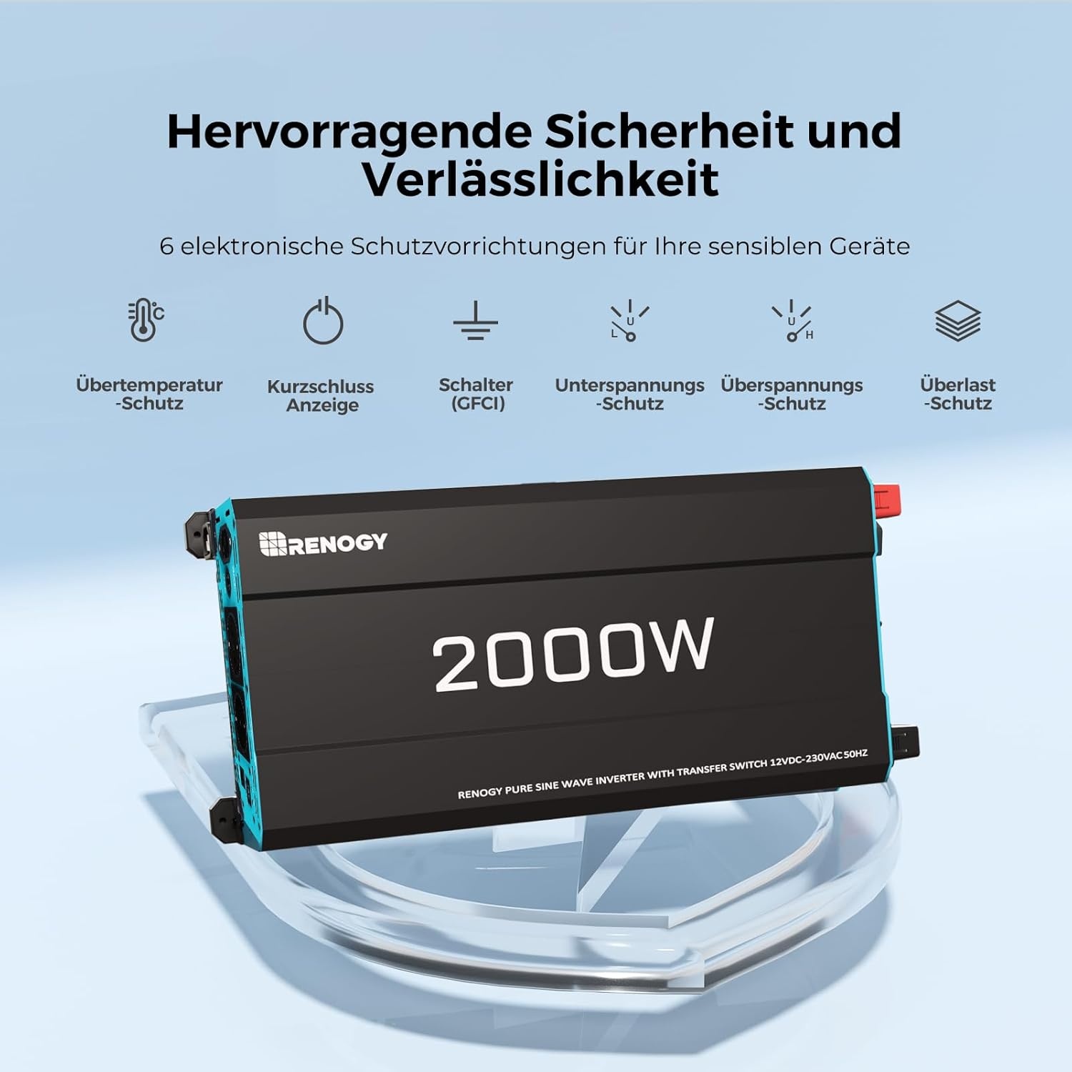 Renogy Zuivere Sinus Omvormer 2000W - 35% Korting