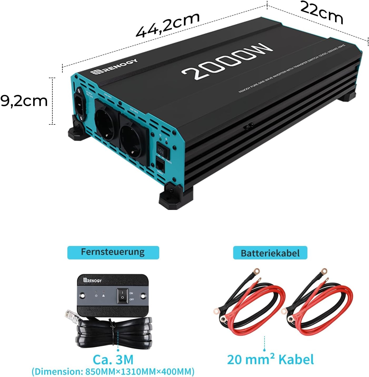 Renogy Zuivere Sinus Omvormer 2000W - 35% Korting