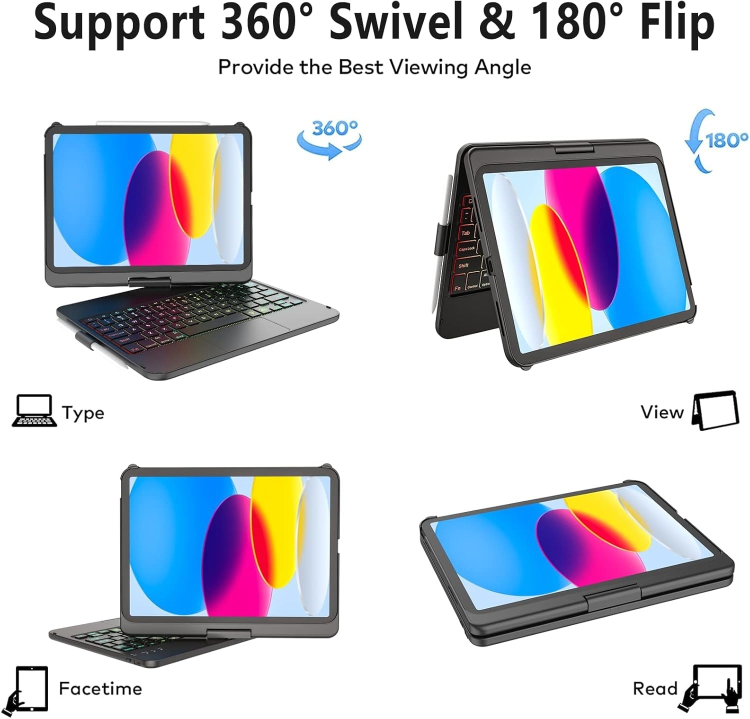 KARFUN iPad 10e Gen Toetsenbord Hoes 27,9 cm (10,9") - 33% Korting