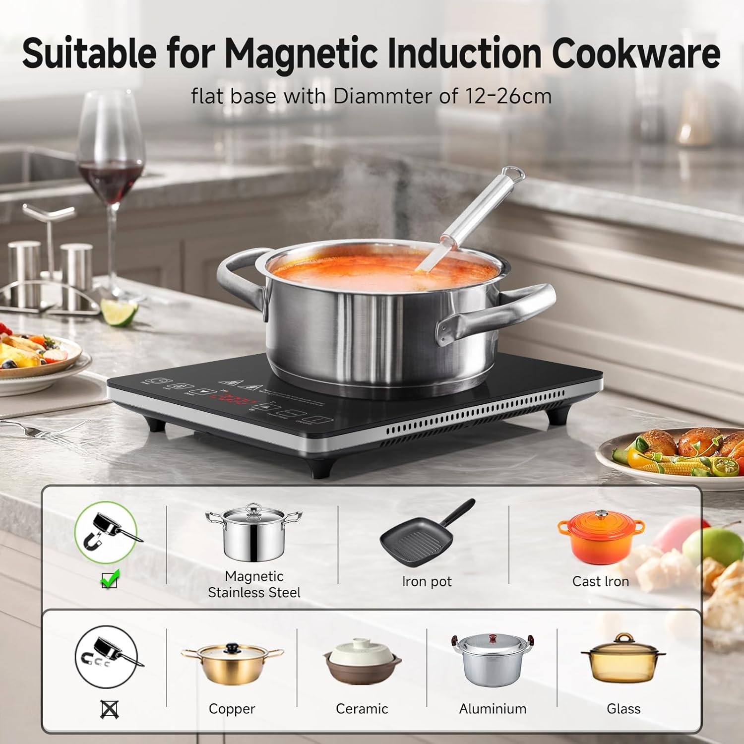 AMZCHEF Inductiekookplaat Zwart - 20% Korting!