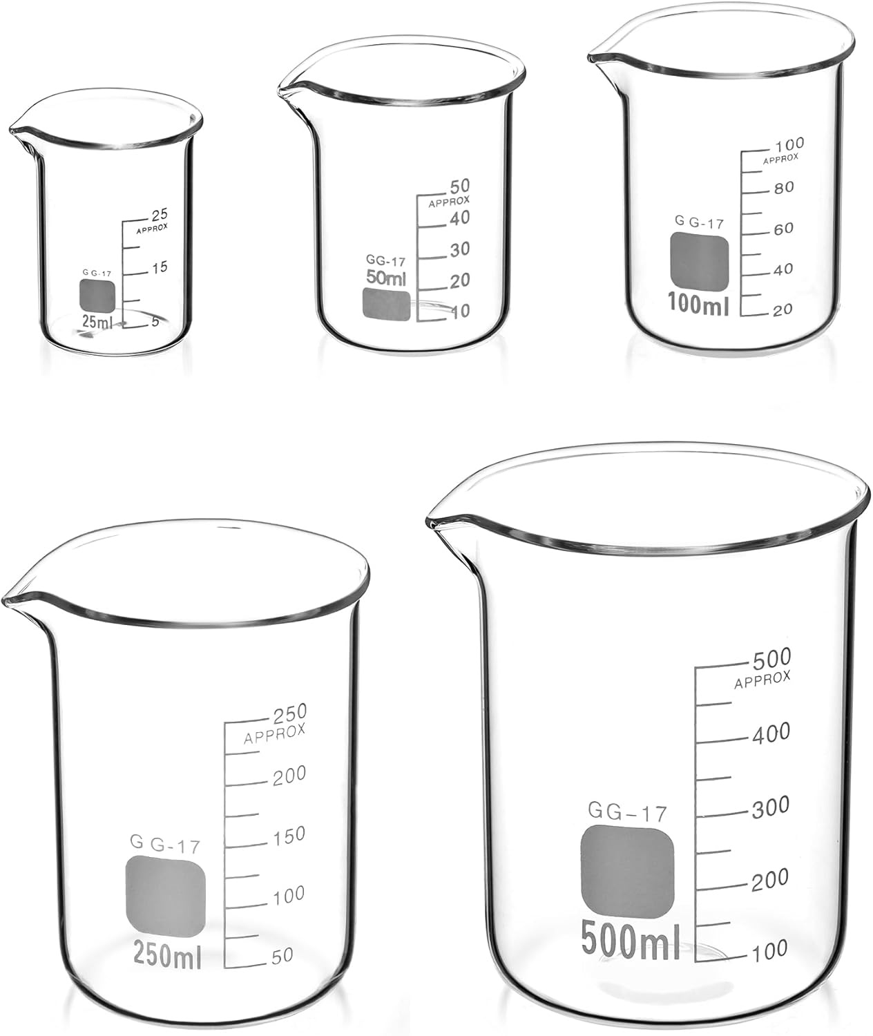 QWORK® Glazen Maatbekers Set (5 stuks) - 27% Korting!