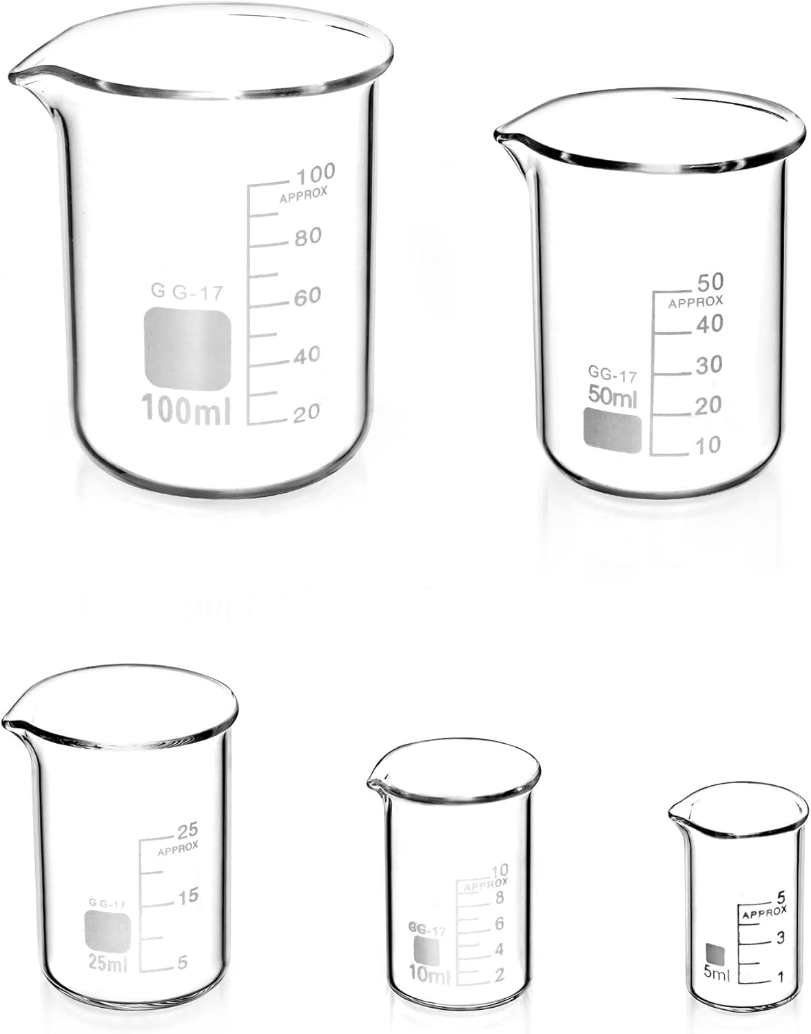 QWORK® Glazen Maatbekers Set (5 stuks) - 27% Korting!
