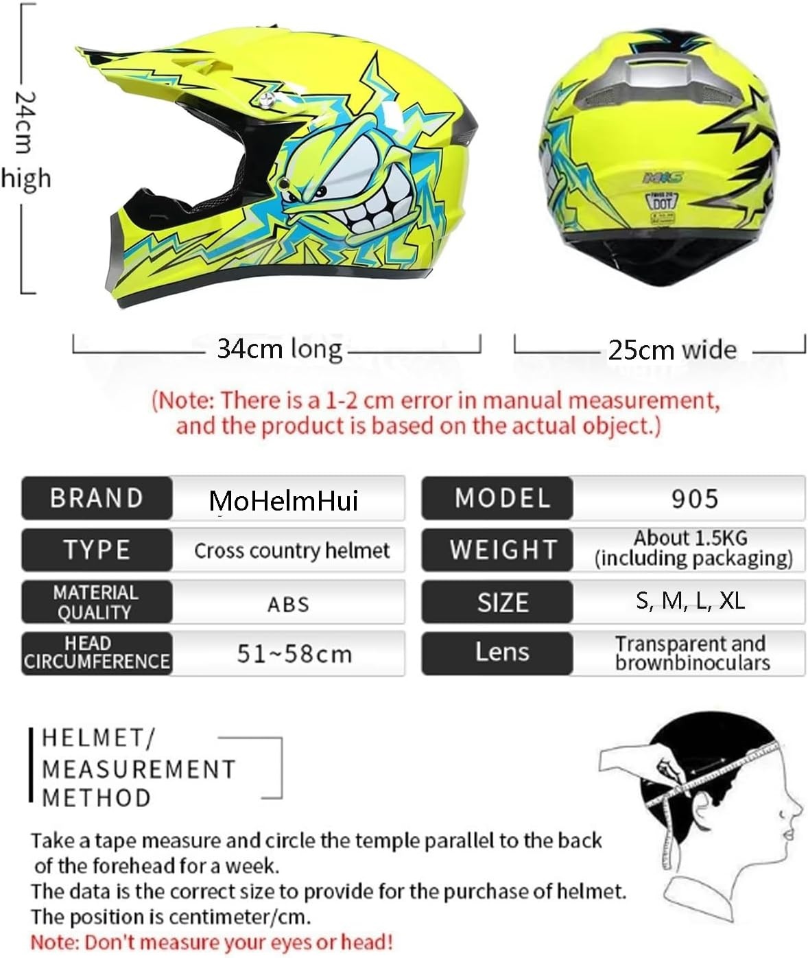 Jeugd Motorcross Helm Geel, Compleet met Vizier & Accessoires - 34% Korting!