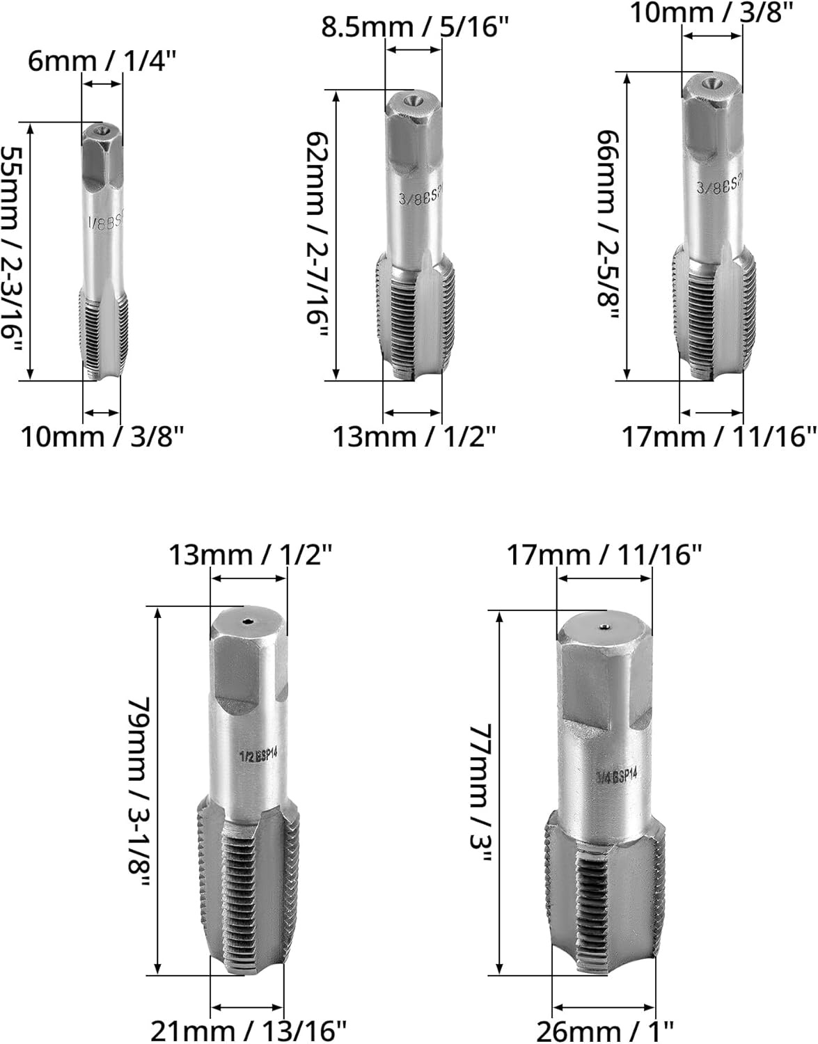QWORK 5-delige Tapschroefset Staal - 32% Korting