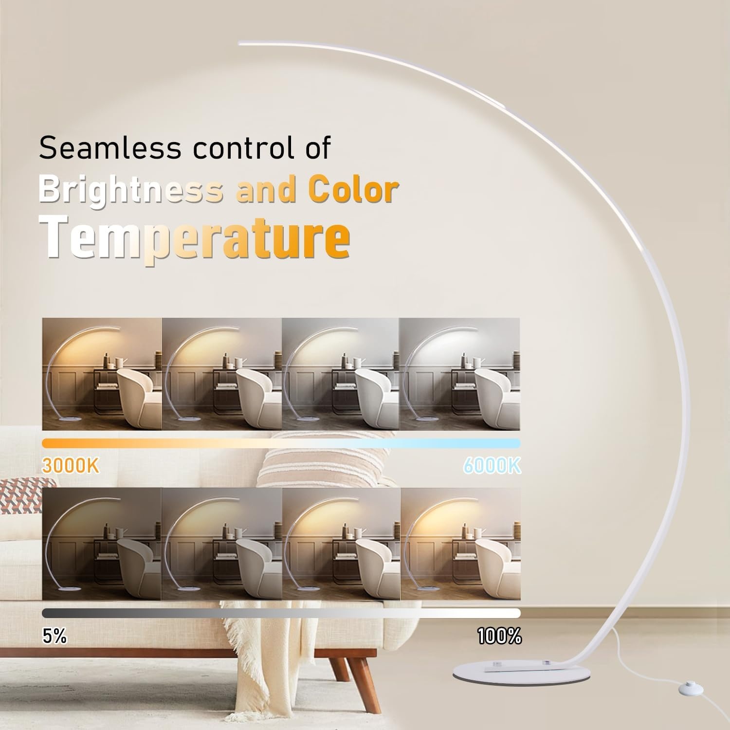 Moderne LED Booglamp - 25W Dimbare Vloerlamp (34% korting)