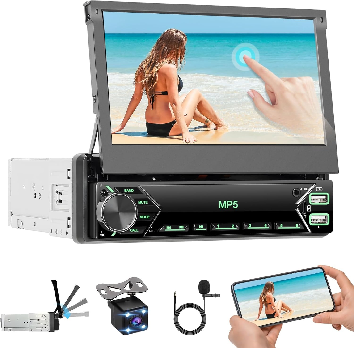 Hikity 1-DIN Autoradio met 7" Touchscreen & Bluetooth - 34% Korting