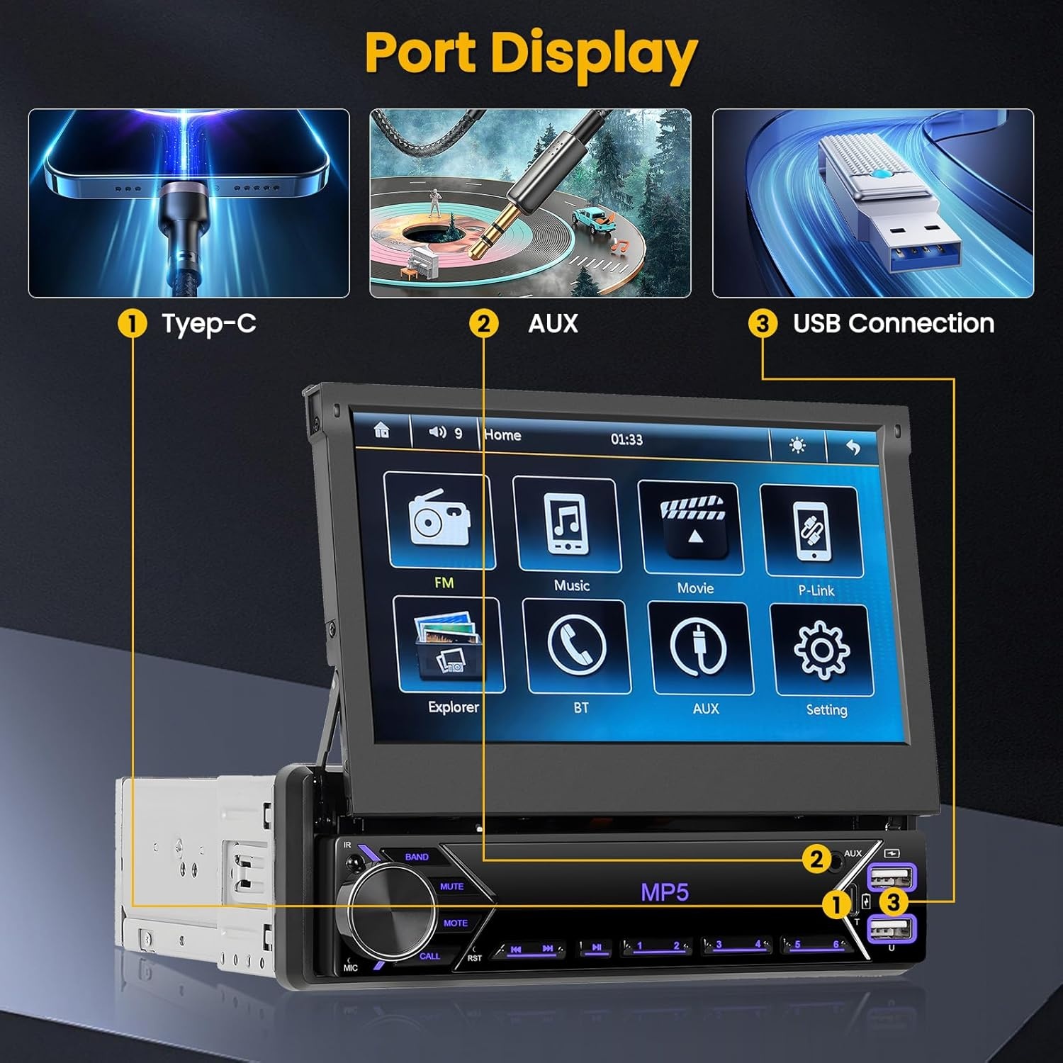 Hikity 1-DIN Autoradio met 7" Touchscreen & Bluetooth - 34% Korting