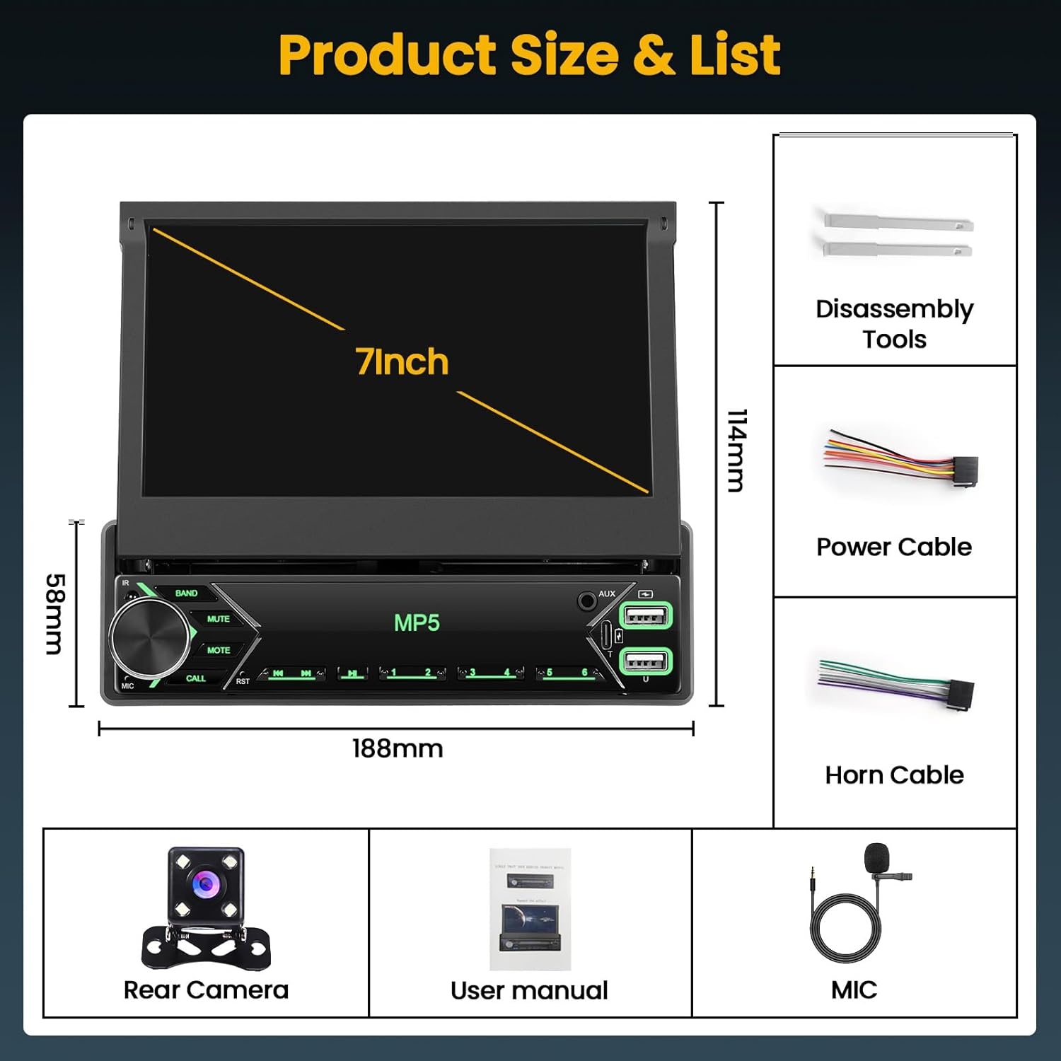 Hikity 1-DIN Autoradio met 7" Touchscreen & Bluetooth - 34% Korting