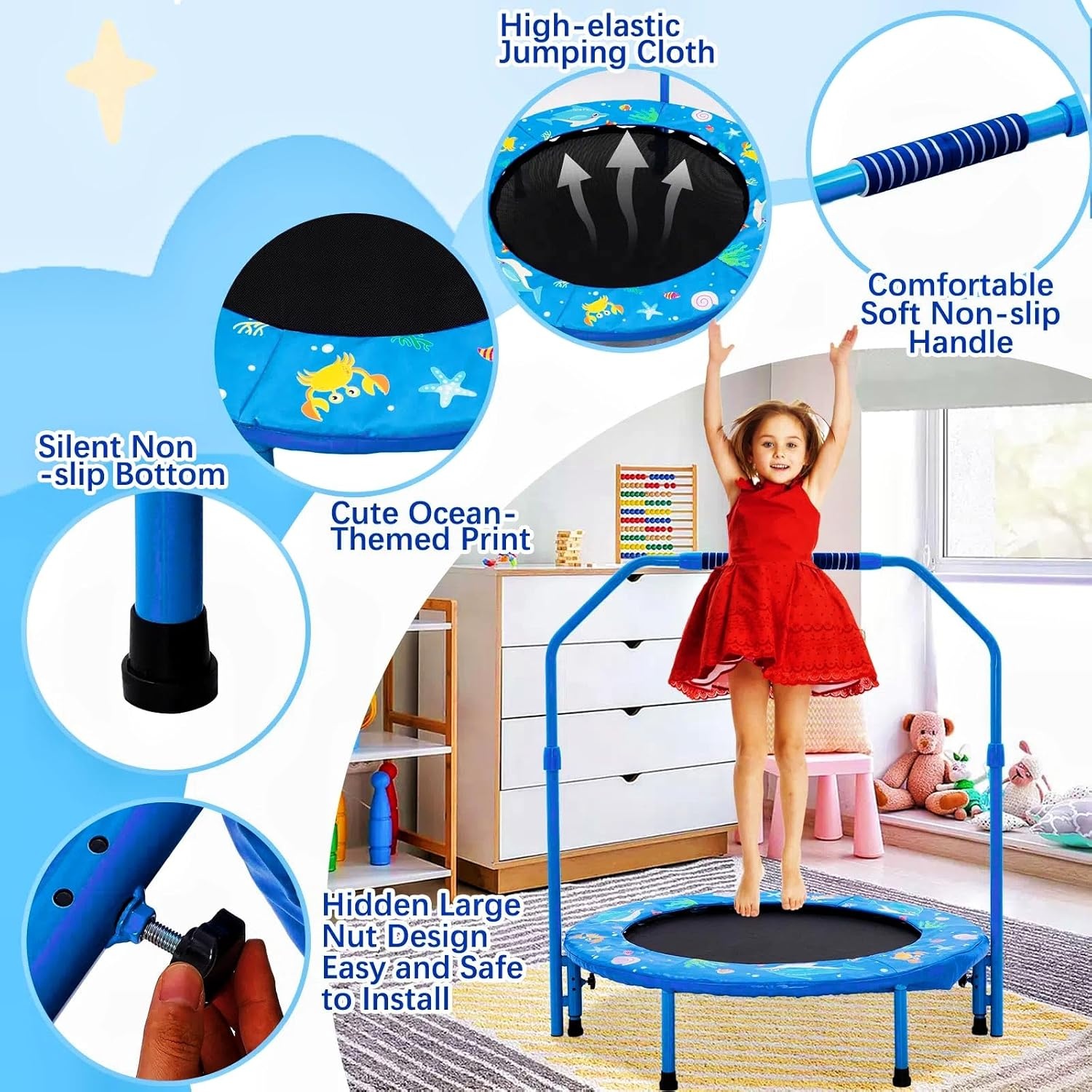Opvouwbare Trampoline met Leuning Ø 91cm - 34% Korting!